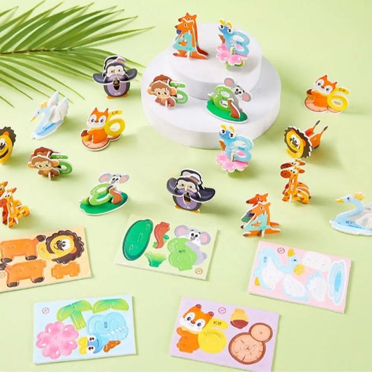 30pcs New Paper Jigsaw Puzzles Early Education 3D Educational Toy Funny Handmade Puzzle Model Kids