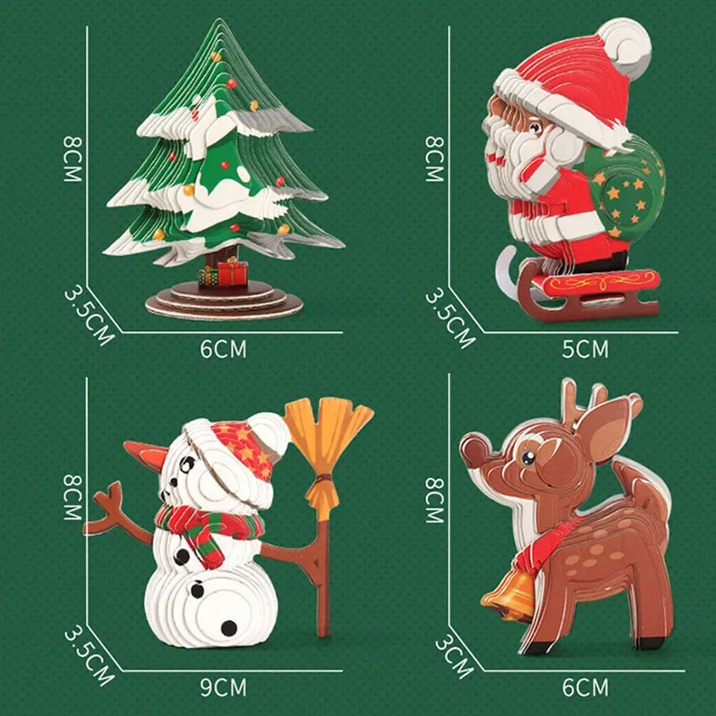 3D Merry Christmas Puzzle Children's Paper Christmas DIY Advanced Puzzle Enlightenment Kindergarten Toy Educational Toys