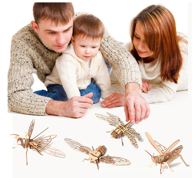 3D Wooden Puzzle Toys Insect Animal Skeleton Assembly Model Puzzle Games DIY Wooden Crafts STEM Toys for Kids Adults Teens
