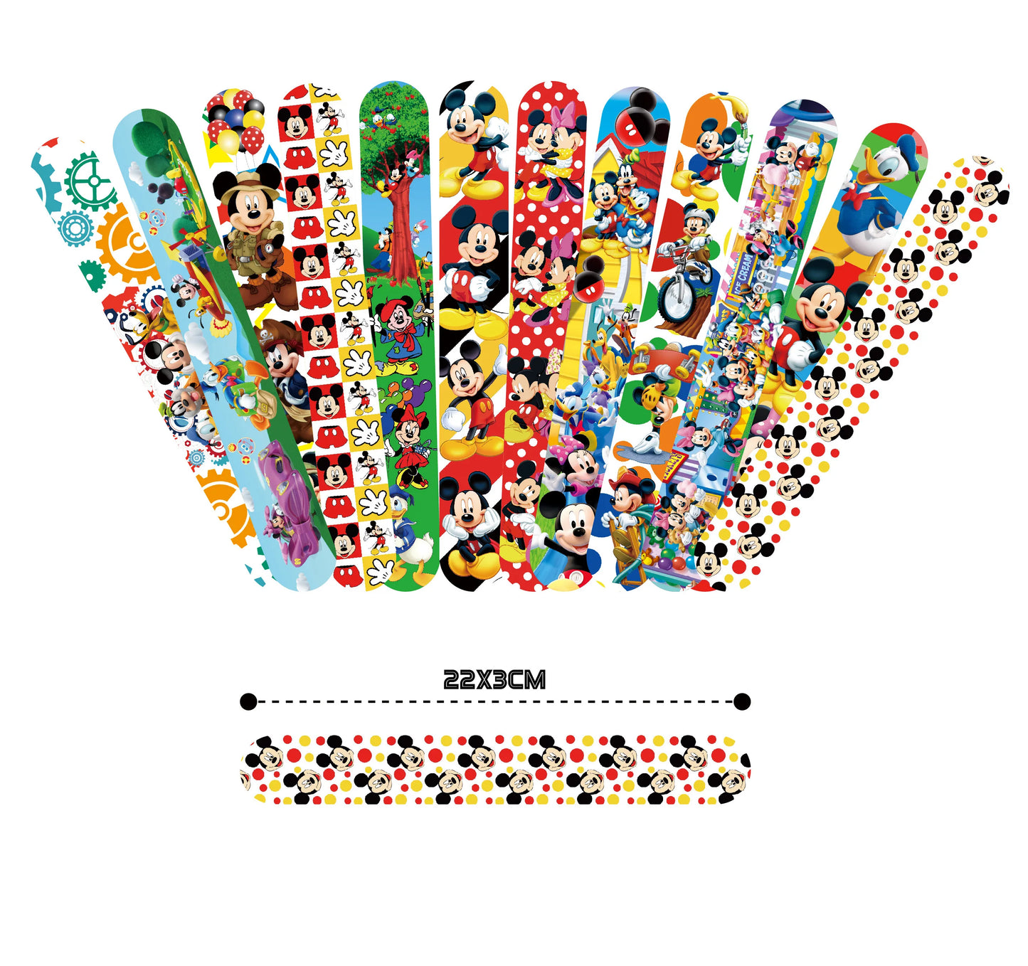 12Pcs Disney Mickey Mouse Series Slap Bracelet Bracelet Wristbands DIY Pat Circle Bracelet Children Fun Gifts Birthday Gifts