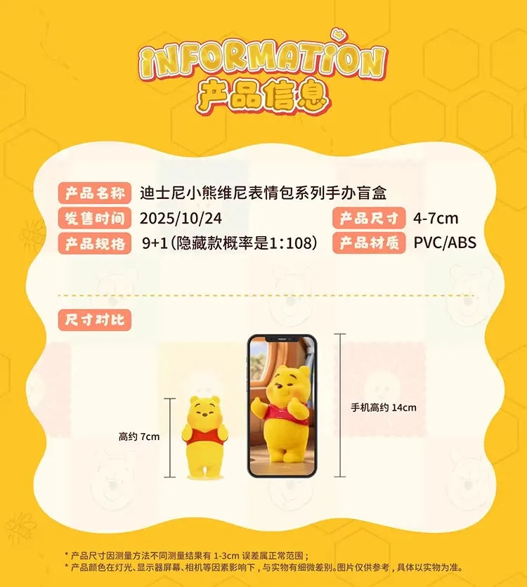 TOP TOY Disney Pooh Bear Expression Pack Series Blind Box Cute Desktop Decoration Ornament Children's Toy Model Birthday Gift