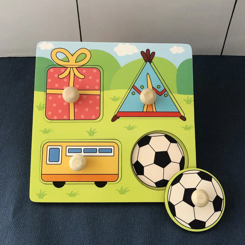 Double Sided Strip 3D Puzzles Baby Toy Wooden Montessori Materials Educational Toys For Children Large Bricks Kids Learning Toys
