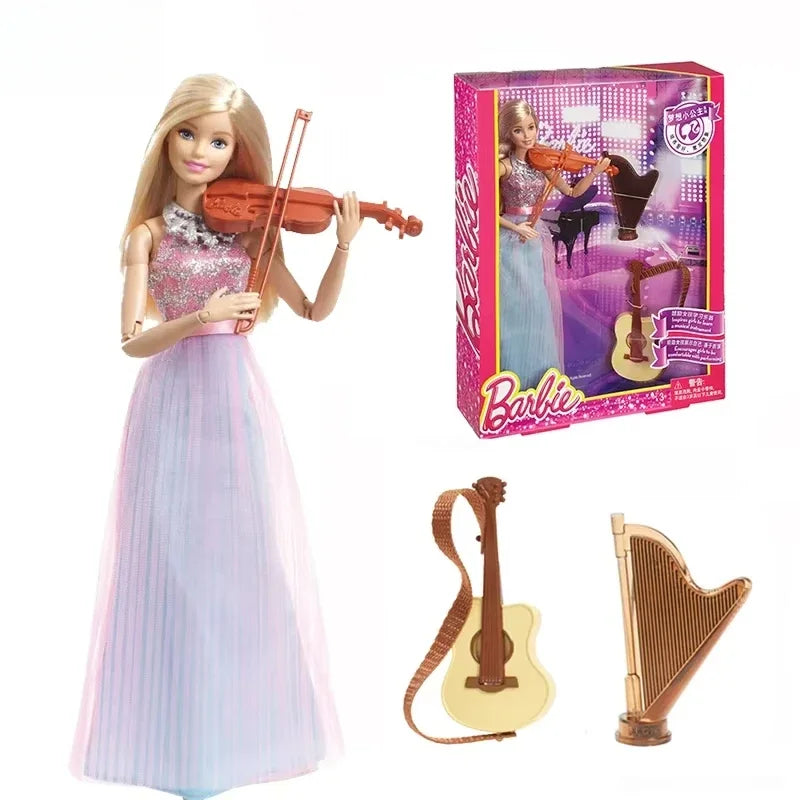 Genuine Barbie Fashionista Dolls Violin set Wedding dress Princess Toys for Girls Assortment Bonecas Barbie Doll Birthday Gifts