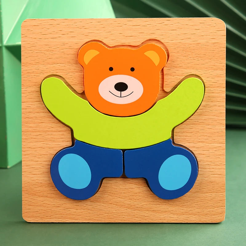 Good Quality 3D Wooden Puzzle Jigsaw for Children Cartoon Animal Puzzles Intelligence Kids Early Educational Cognitive Toys