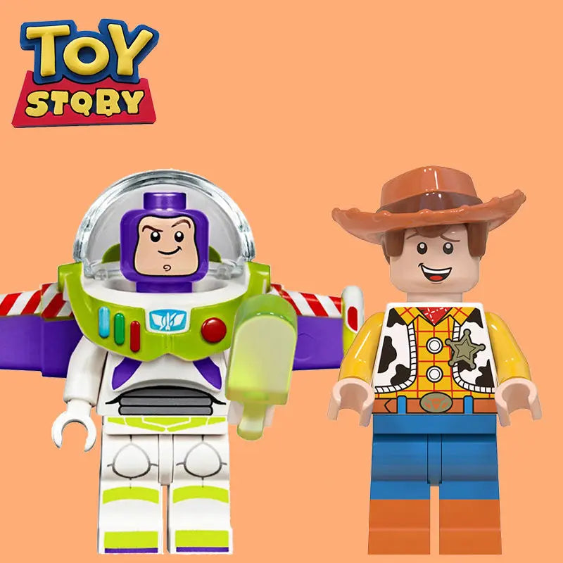 New Disney Toy Story Buzz Lightyear Building Blocks Creative Keychain Woody Mickey Mouse Donald Duck Cute Keychain Pendant Gift