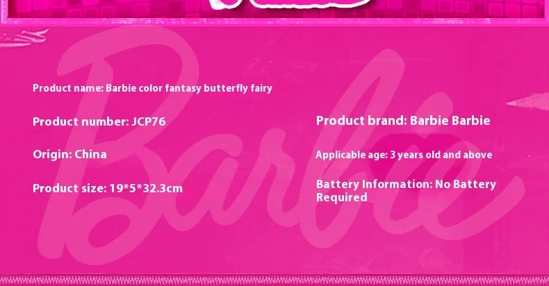 Genuine Barbie Doll Princess Color Changing Dream Butterfly Fairy Toy Figure for Girls Cute Collectible Birthday Gift Toy