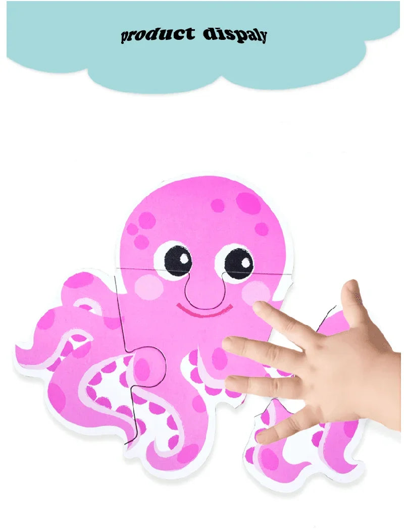 Baby Puzzle Montessori Educational Toys Wood Puzzle Animal Matching Games Iron Box Wooden Puzzles For Children Kids 2 3 4 Years