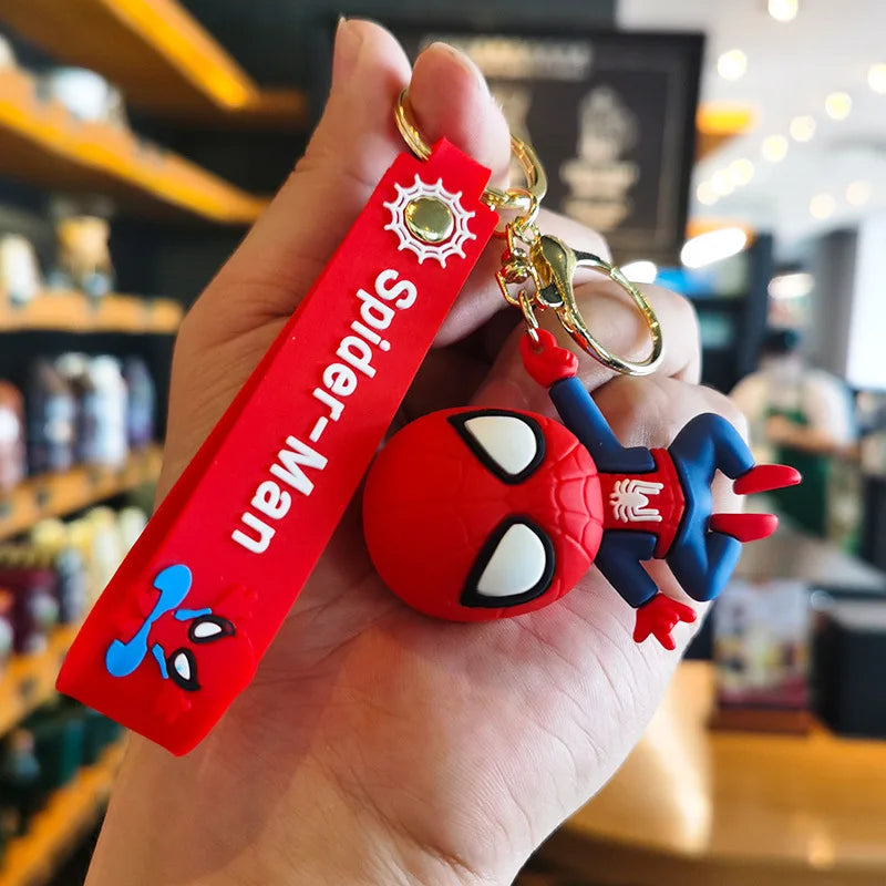 Classic SpiderMan Keychain Pendant Disney Marvel Amazing Inverted Silk Stereo Doll Car Hanging Decor Keychain Birthday Gift Toys