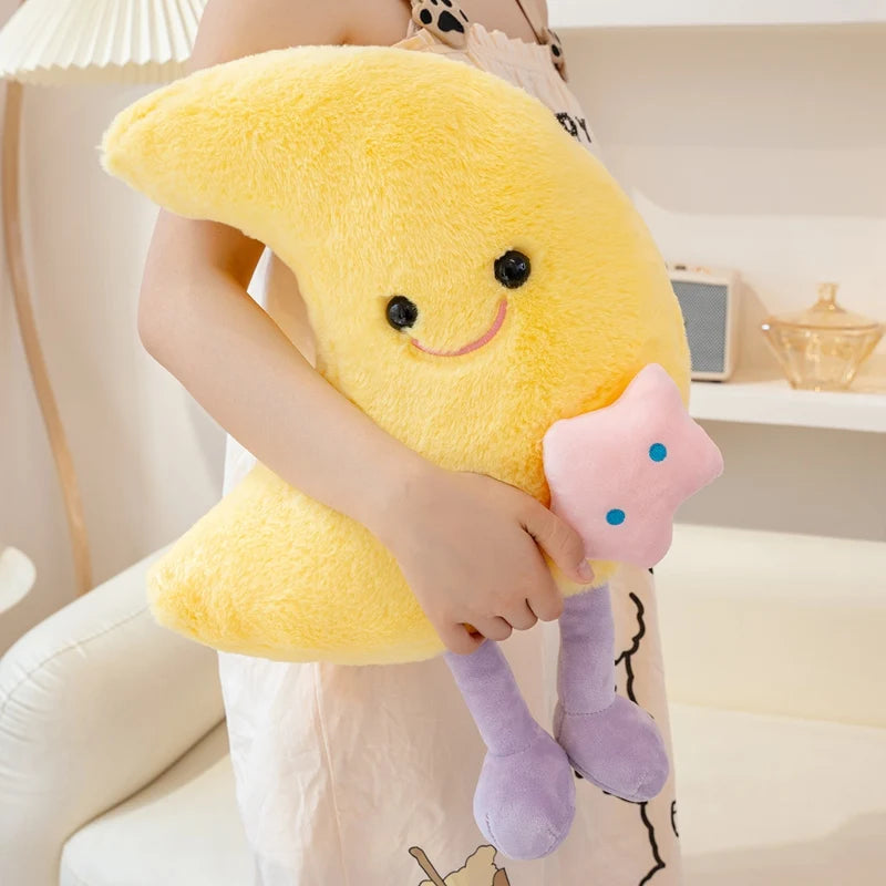 Smilling Cloud Moon with Legs Plush Toy Cute Soft Baby Appease Company Stuffed Doll Home Decor Pillow Birthday Gift for Kid Girl