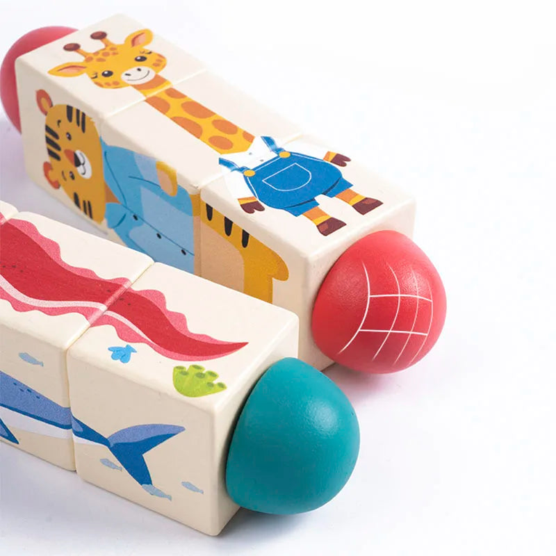 Wooden Forest Animals Marine Animals Rotating Puzzles Fine Motor Training Animal Cognition Matching Puzzle Educational Toys