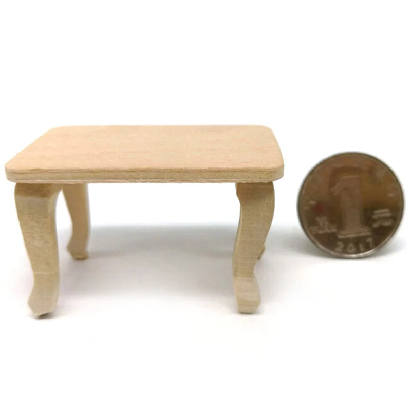 DIY Mini Wooden Table Furniture Toys 1:12 Dollhouse Miniature Accessories Doll House Decor Baby Toys