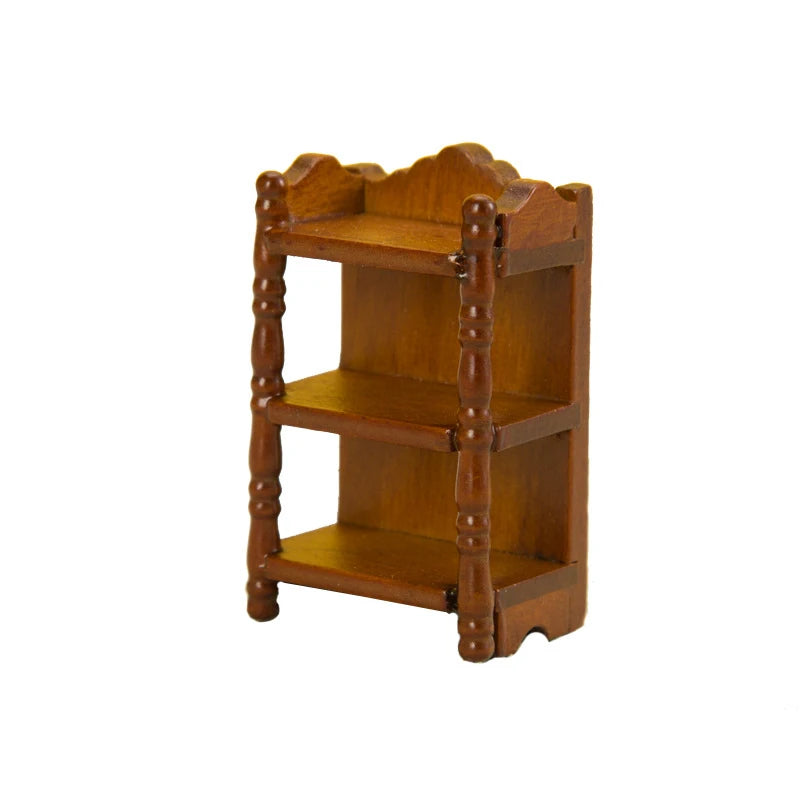 1:12 Dollhouse Miniature Wood Bedside Stand Storage Rack Nightstand Furniture Bedroom Model Decor Toy Doll House Accessories