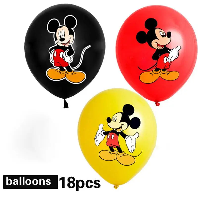 Mickey Mouse Birthday Party Decoration Blue Mickey Tableware Cups Plates Balloons Backdrop Pannents Gift Bag Kids Party Supplies