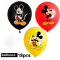 Mickey Mouse Birthday Party Decoration Blue Mickey Tableware Cups Plates Balloons Backdrop Pannents Gift Bag Kids Party Supplies