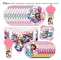 Gabby Dollhouse Cats Birthday Party Supplies Disposable Tableware Plates Cup Napkin Banner Tablecloth Cake Decoration Kids Gifts