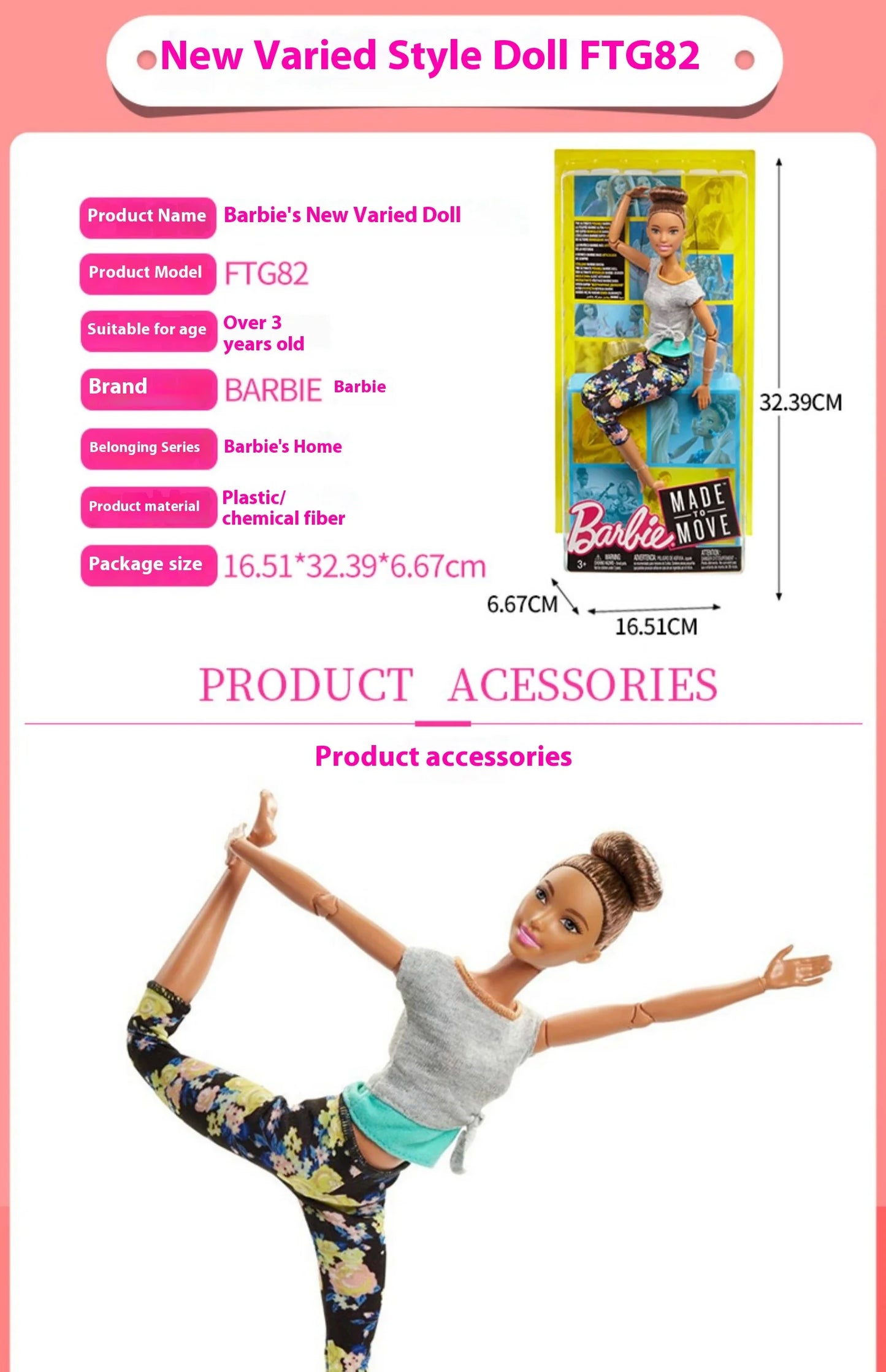 Authentic Barbie Doll with Yoga Poses Changeable Styles Multiple Joints Moving Collectible Toy for Kids And Adults
