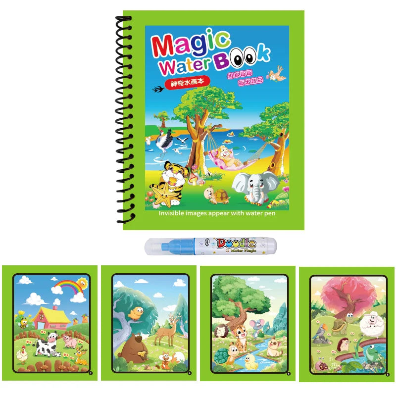 Cartoon Watercolor Painting Magic Book Kids Graffiti Coloring Water Picture Book Sensory Early Education Puzzle Drawing Toys
