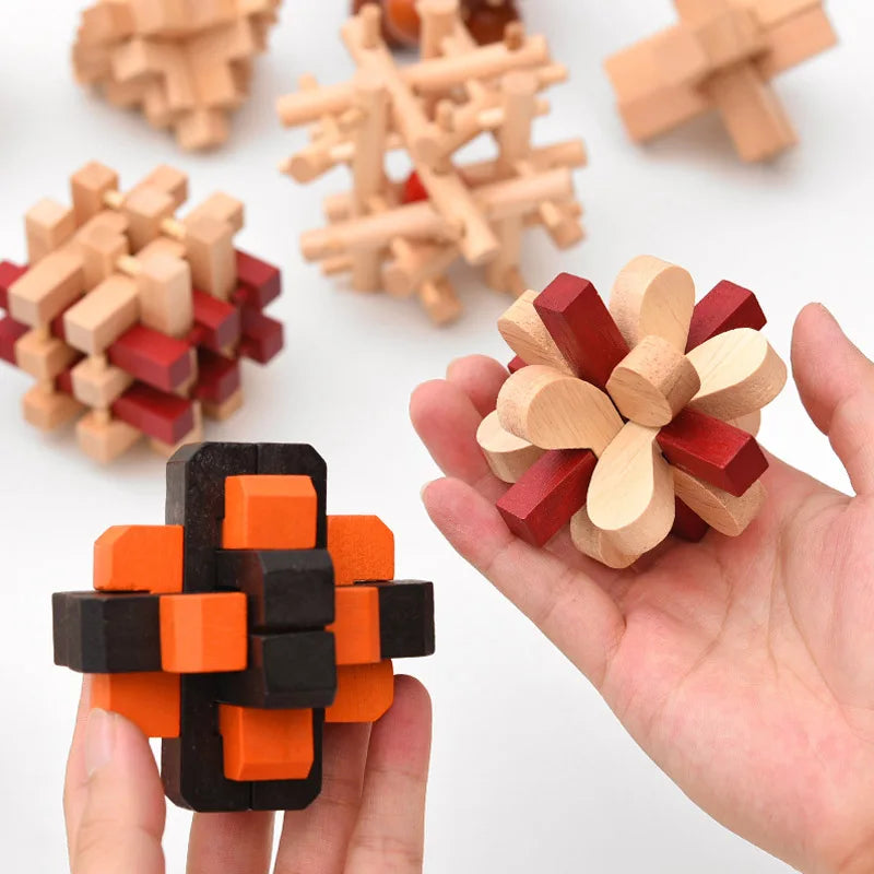 Wooden Luban Lock Unlock Interlock Game Brain Teaser Puzzle Inteligencia Rompecabezas 3D De Madera Montessori Educational Toys