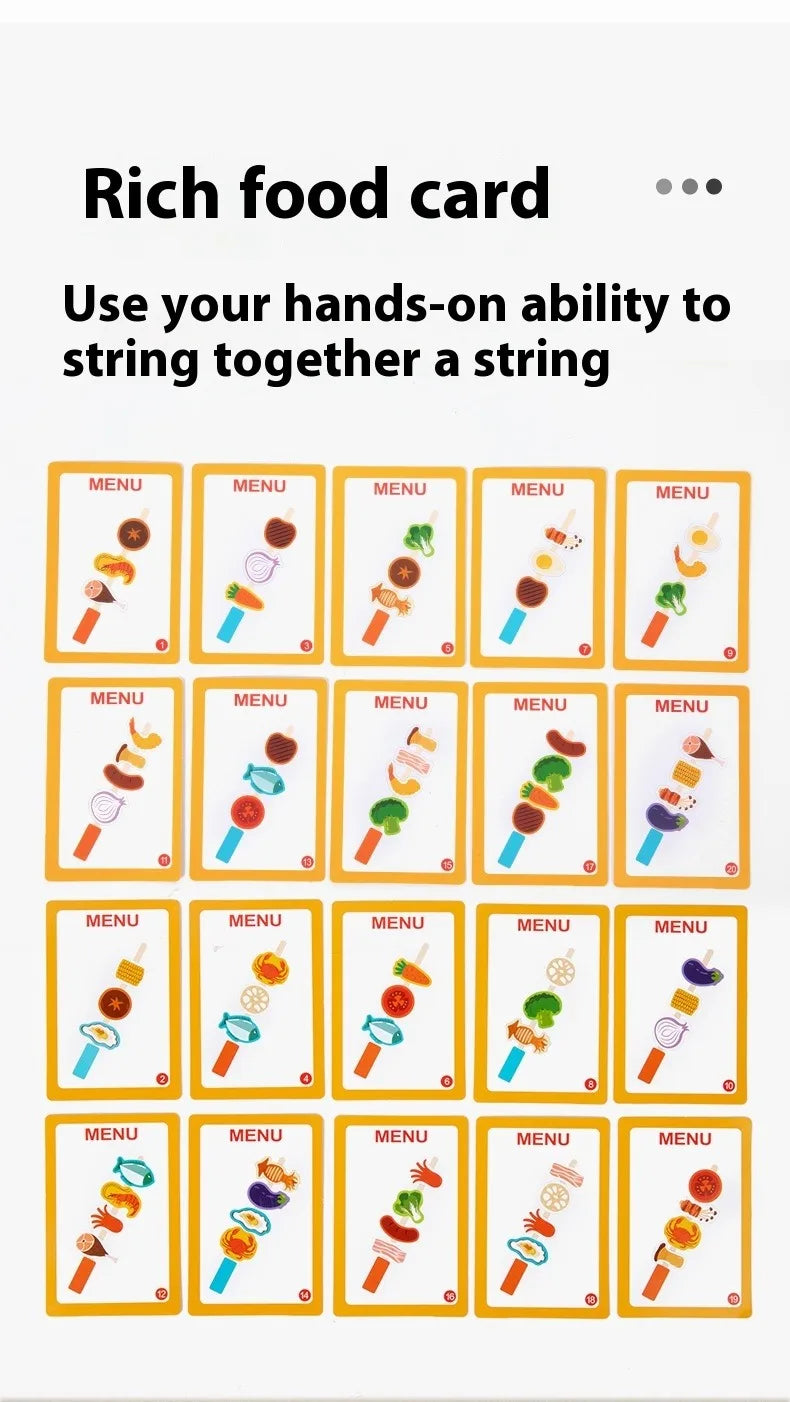 Montessori Wooden Pretend Play Kitchen Toys Dessert Puzzle Toys Simulation Barbecue Pretend Role Indoor Game For Toddlers Age 3+