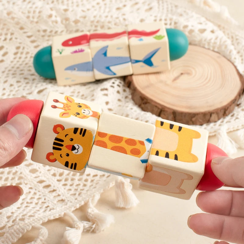 Wooden Forest Animals Marine Animals Rotating Puzzles Fine Motor Training Animal Cognition Matching Puzzle Educational Toys