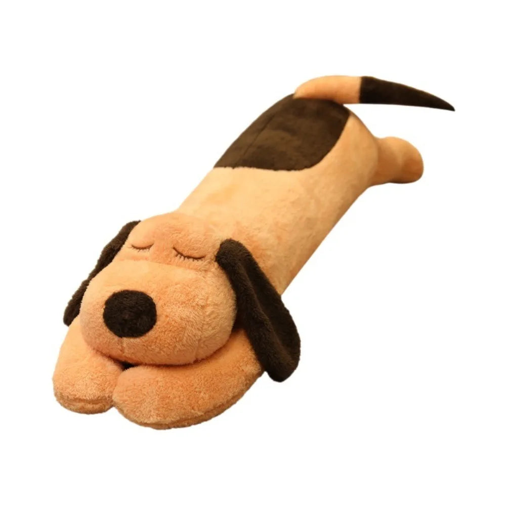 Lovely 60/110cm Plush Lying Dog Brown Sleep Accompany Down Cotton Dog Stuffed Doll Gift