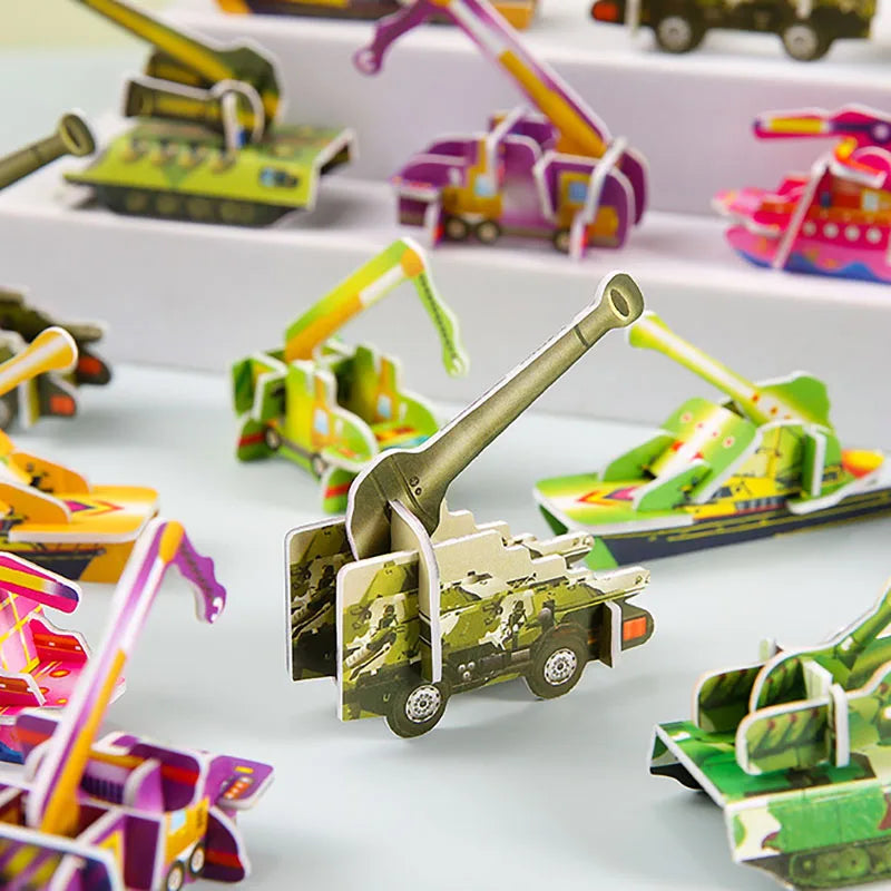 Simulated Tank Car 3D Paper Jigsaw Puzzles Toys Mini Foam Building Block Assemble Model Crafts Kids Boys Classroom Rewards Gifts