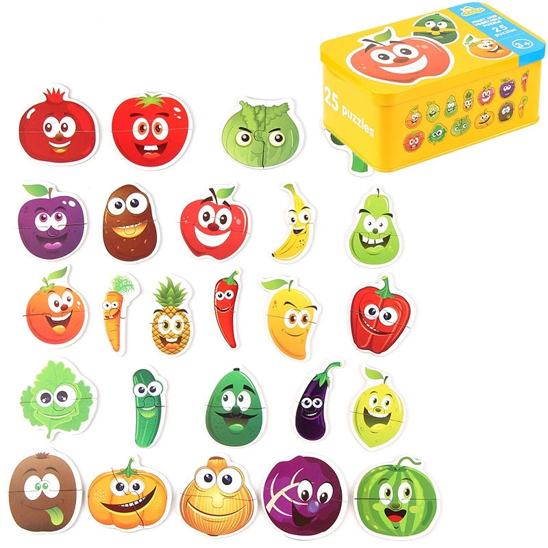 Montessori Baby Puzzle Educational Toys Wood 3D Puzzle Games Iron Box children Puzzles Jigsaw Wooden Puzzles For Kids 2 3 4 Year