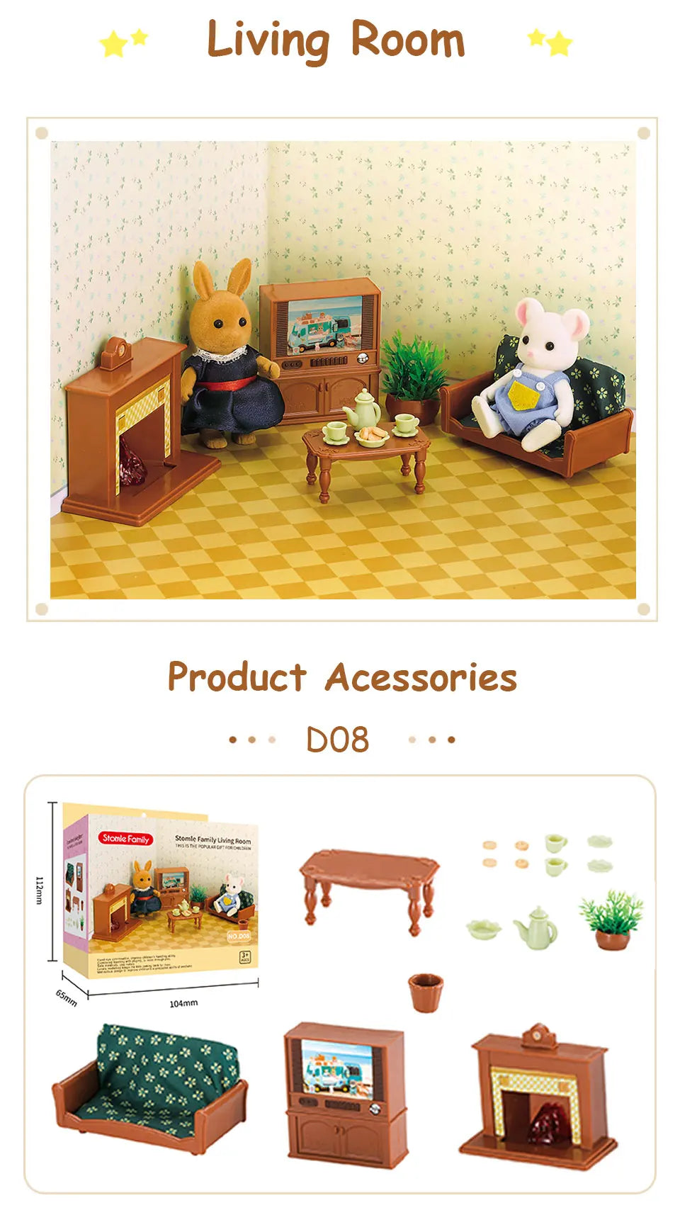 Forest Family Doll 1:12 Dollhouse Kitchen Accessories Mini Model Reindeer Animal Miniature Furniture Pretend Play For Girl Gifts