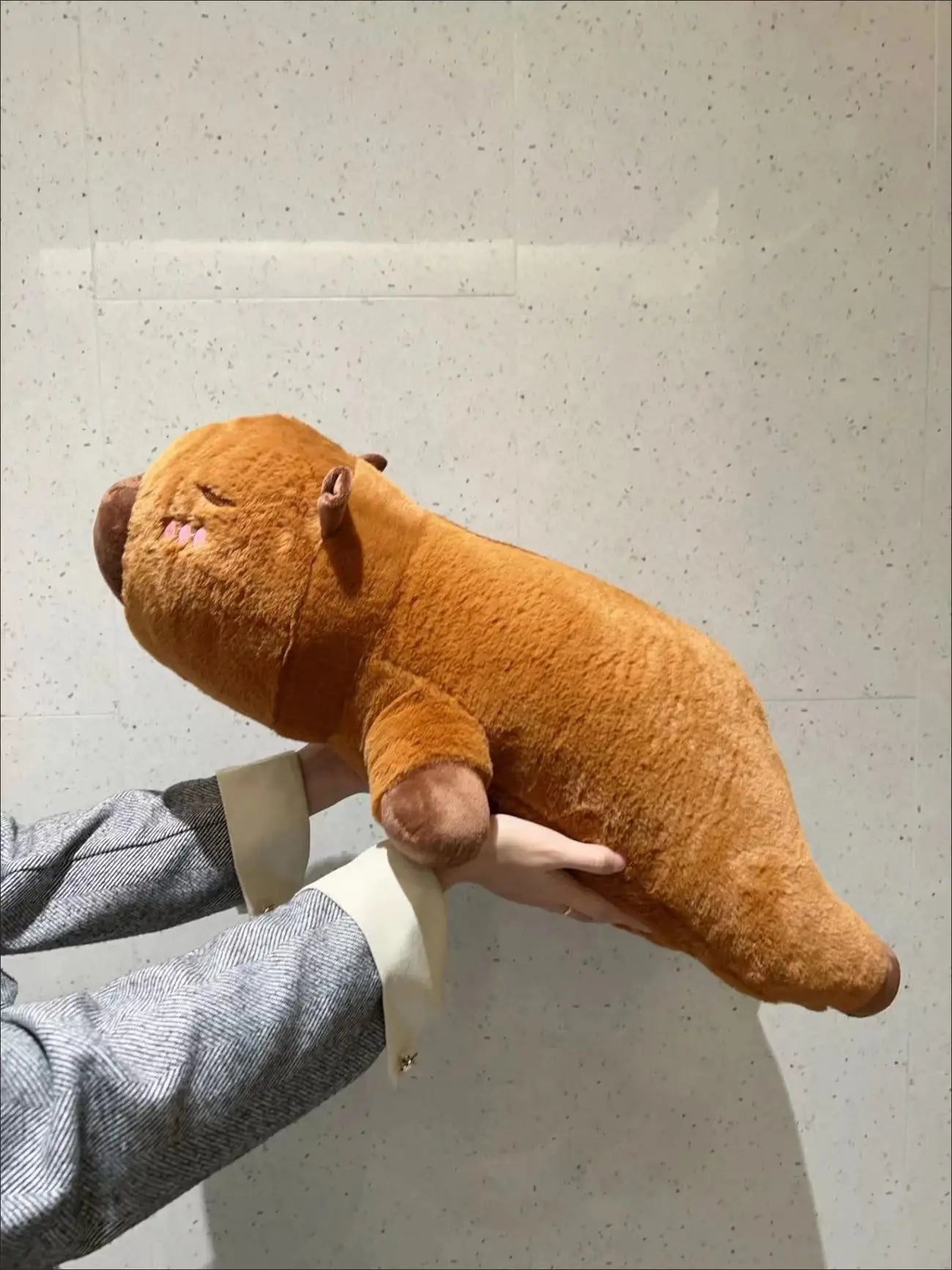 Kawaii Capybara Long Sleep Pillow Stuffed Capibara Plushie Cute Fluffy Doll Soft Sofa Cushion Nap Sleeping Toys for Home Bed