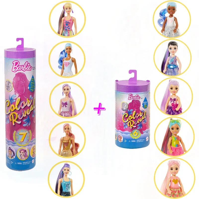 Original Barbie Color Reveal Foam Dolls Pet Friend with 25 Surprises  Scented Bubbles Princess Doll Toys for Girls Gift