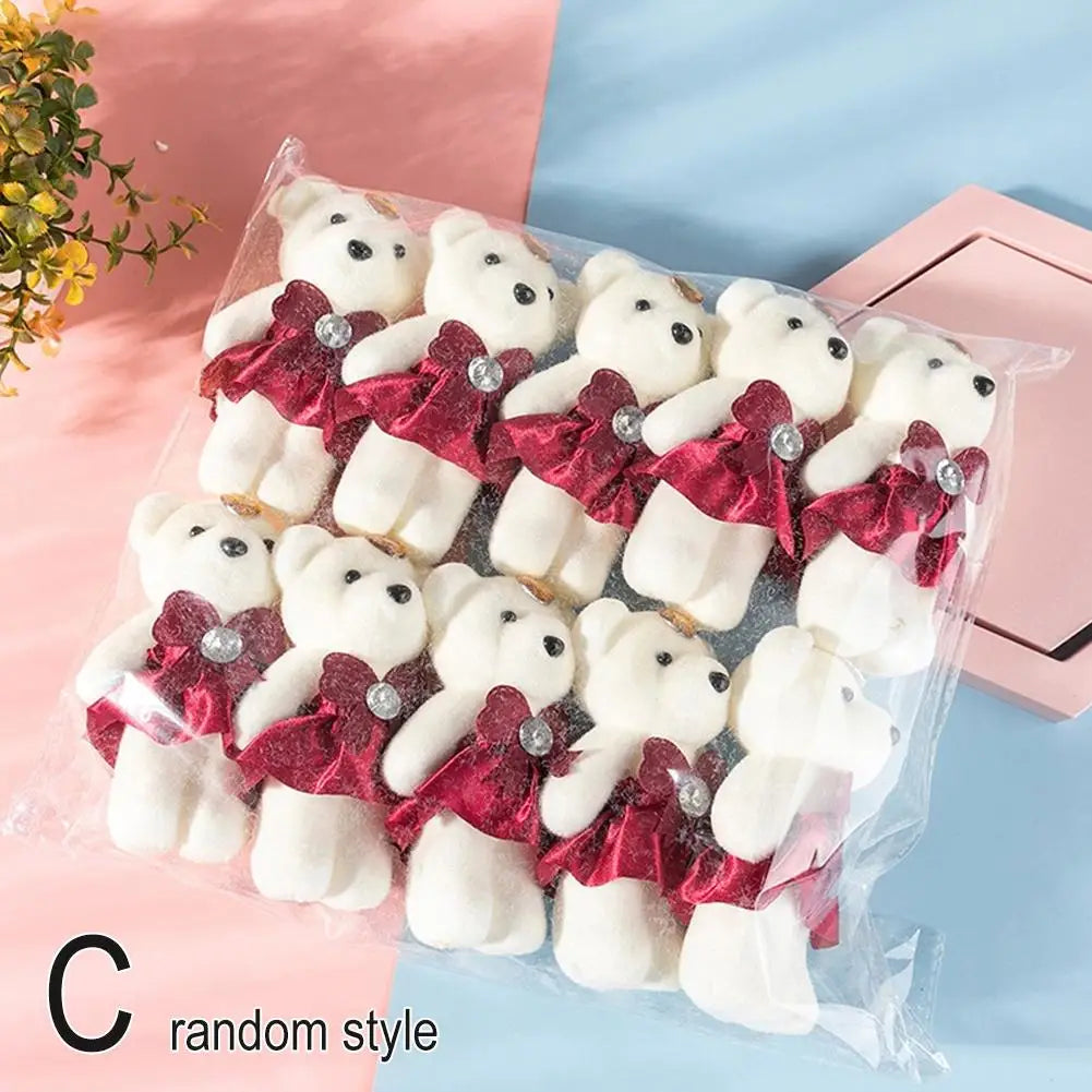 10Pcs/Lot Soft Stuffed Bear Plush Toys Mini Teddy Bear Dolls Toy Small Gifts Bag Pendant Teddy Doll Keychain Keyring Gifts