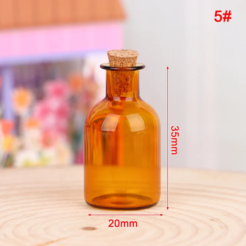 1:12 Dollhouse Miniature Mini Glass Bottle Cork Cover Storage Tiny Jar Vials Vase Decor Toy For Doll House
