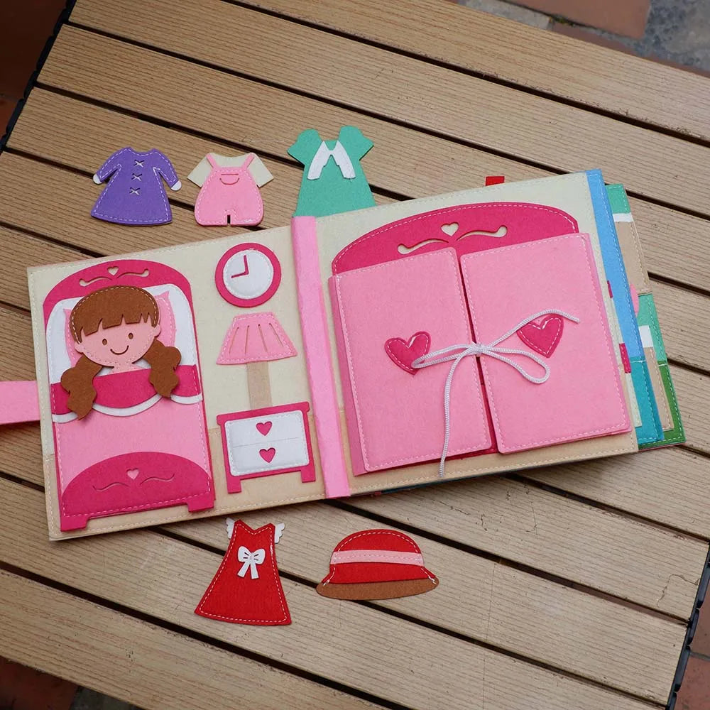Montessori Sensory Busy Board Quiet Felt Book For Early Activity Learning Book Little Doll House Handmade Felt Books For Travel