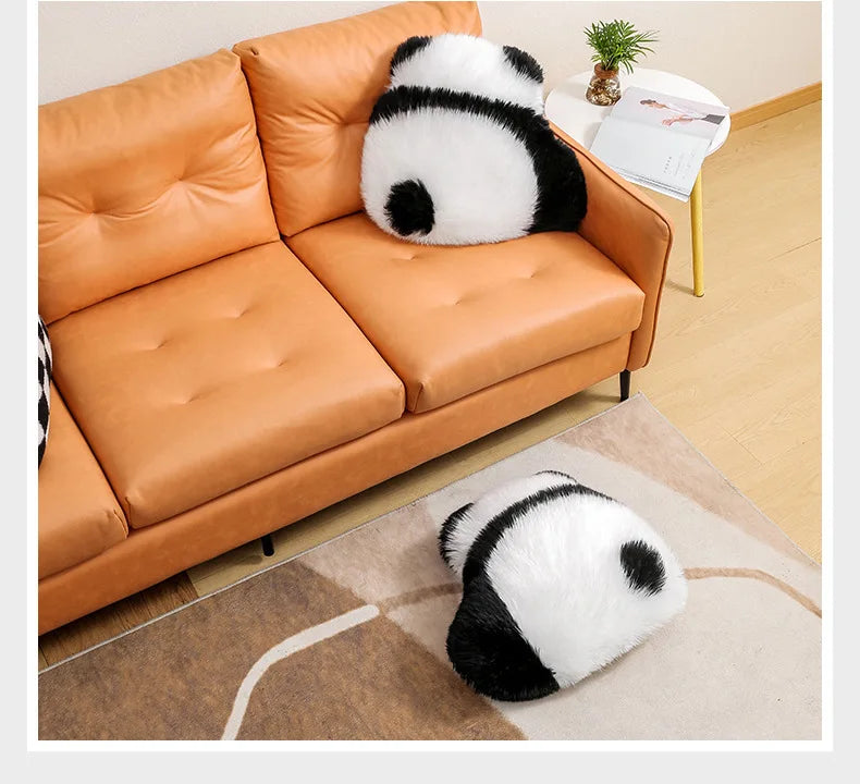 Cute Panda Plush Seat Cushion Doll Long Soft Plush Pillow for Sofa
