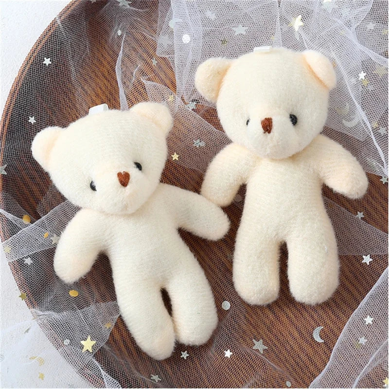 10/50pcs/lot 11CM Mini Multi-function Teddy Stuffed Plush Toy Lovely White Bear Doll Toy Backpack Keychain Birthday Party Gifts