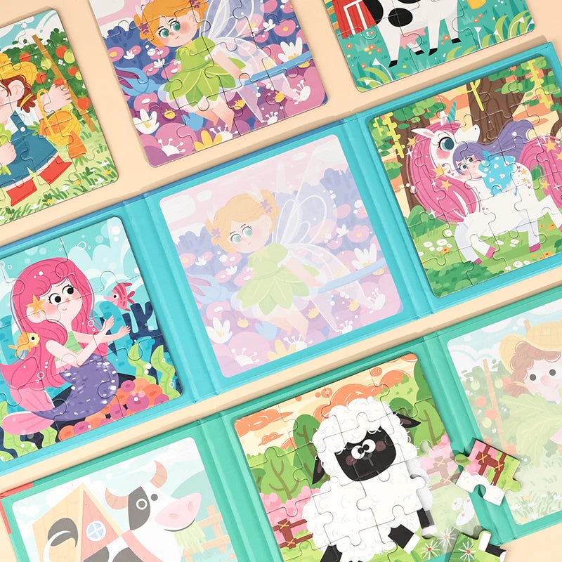 New Kids Magnetic Puzzle Games - Quiet Cartoon Animal Jigsaw Book Montessori Baby Educational Toy Early Learning Children's Gift