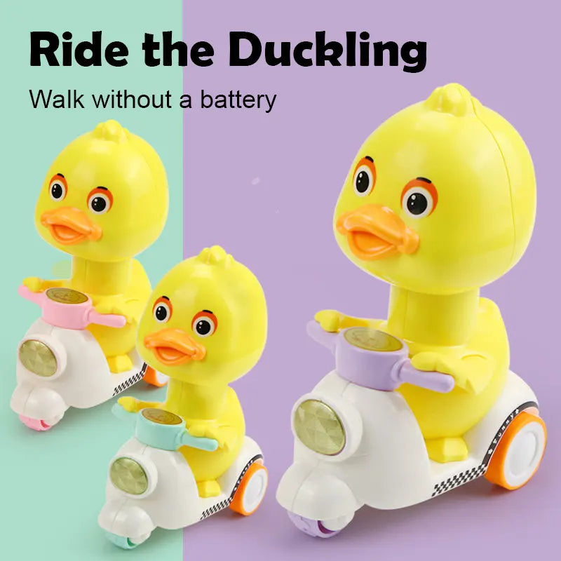 Cute Stunt Press Yellow Duck Walk Toy (No Battery)