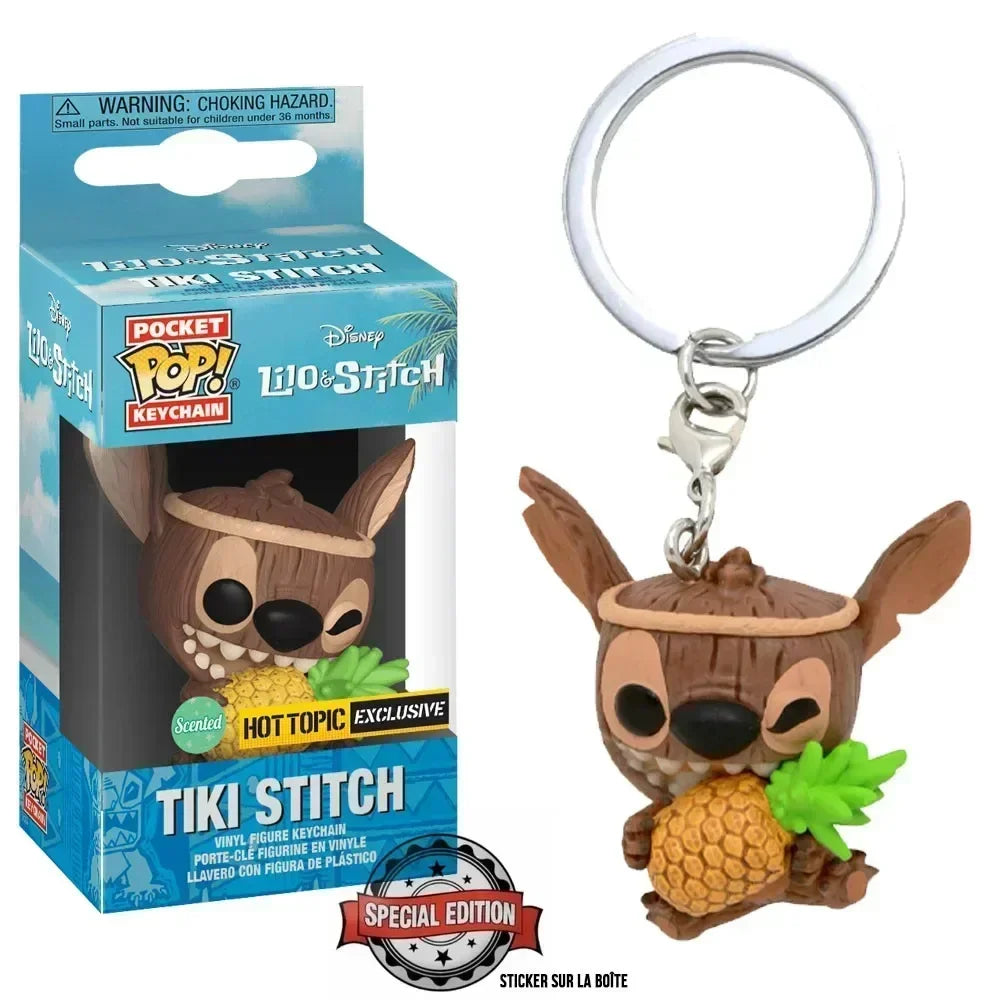 FUNKO POP Disney ELVIS STITCH IN BATHTUB Summer STITCH 626 Keychain Toy TIKI STITCH LILO Vinyl Figure Pocket Pop Keyring Toys
