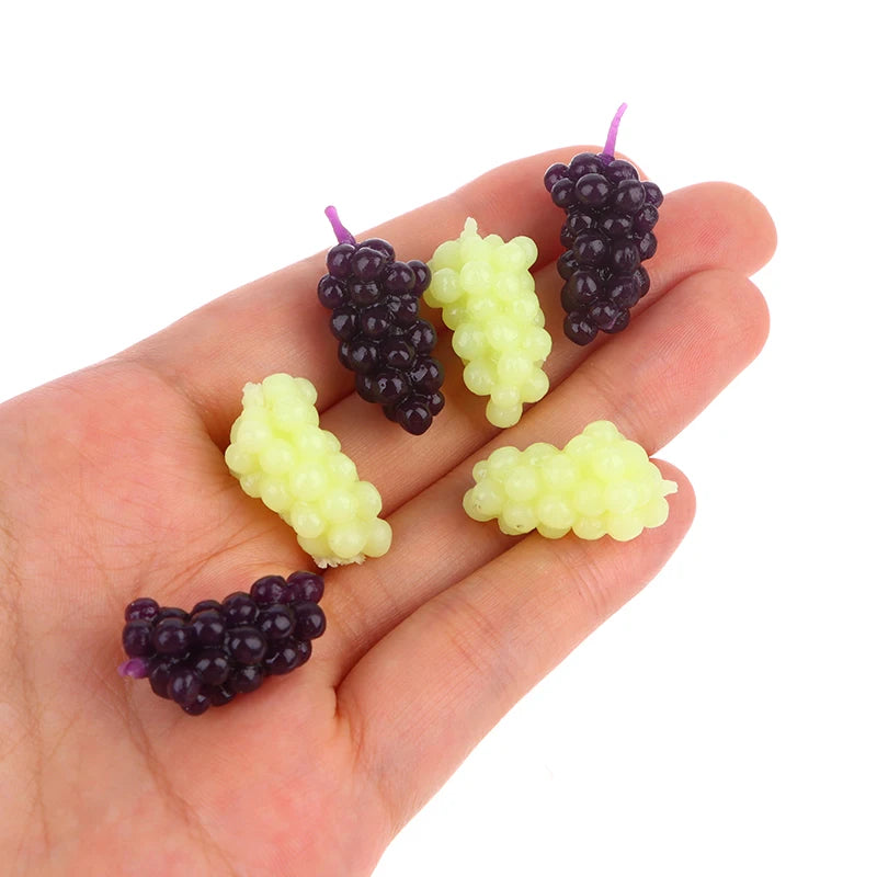 6Pcs/set 1:12 Dollhouse Miniature Purple Green Grape Dollhouse Food  Doll House Accessories Toys