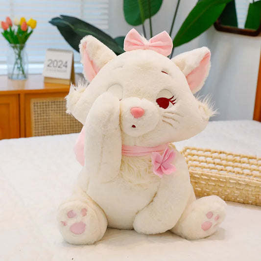 Disney Marie Cat Plush Dolls The Aristocats Cartoon Sleepy Face Marie Bow Plushies Doll Soft Stuffed Animals Pet Toy Gifts