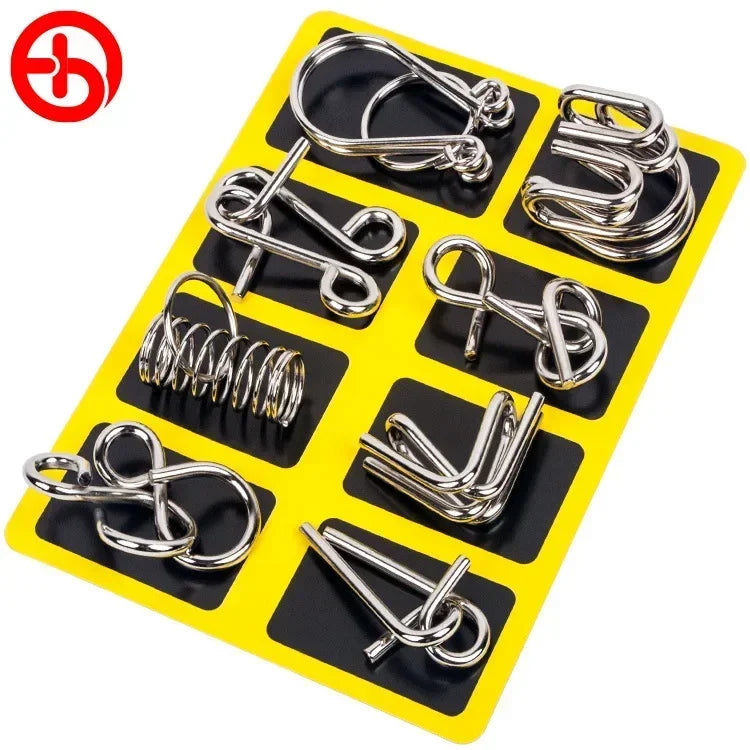 8Pcs/Set Metal Montessori Puzzle Wire Mind Brain Teaser Puzzles Children Adults Interactive Game Reliever Educational Toy
