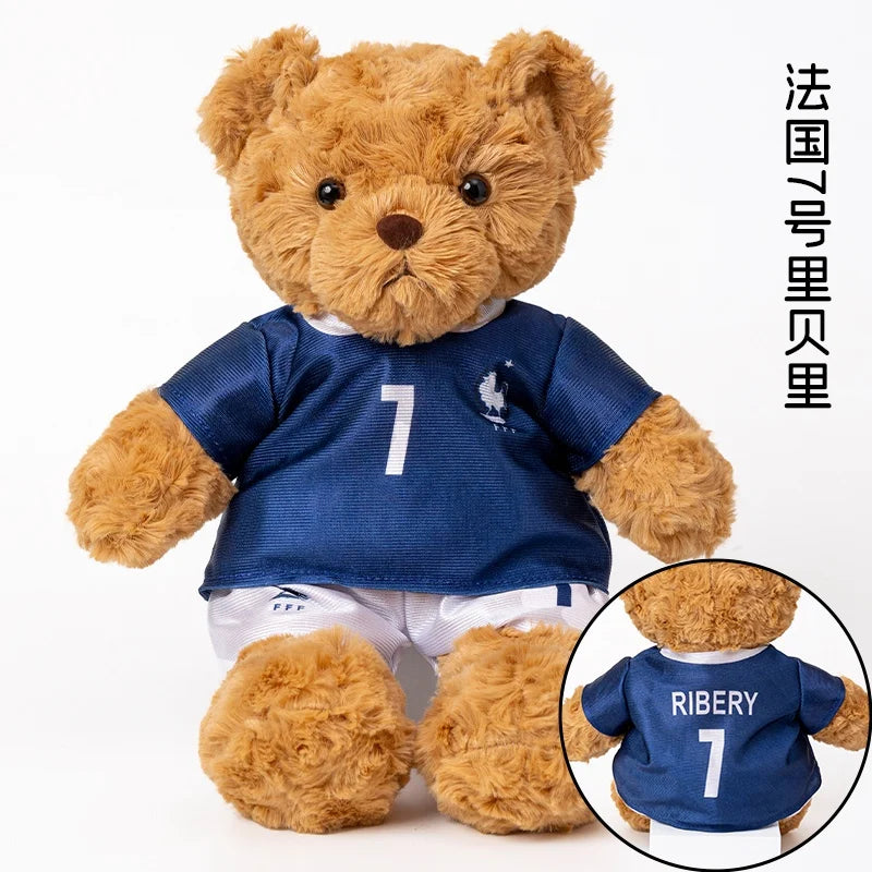35cm Football Bear Plush Toy Cuddly Teddy Bear Soft  Stuffed Plush Animal Teddy Bear Doll Detachable jersey