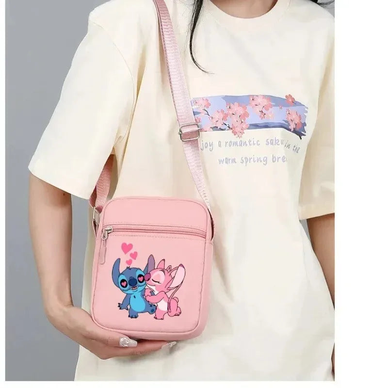 2026 Disney Latest Hot Selling Stitch Printed Boys and Girls Colorful Small Square Bag Casual Fashion Cute Women's Shoulder Bag