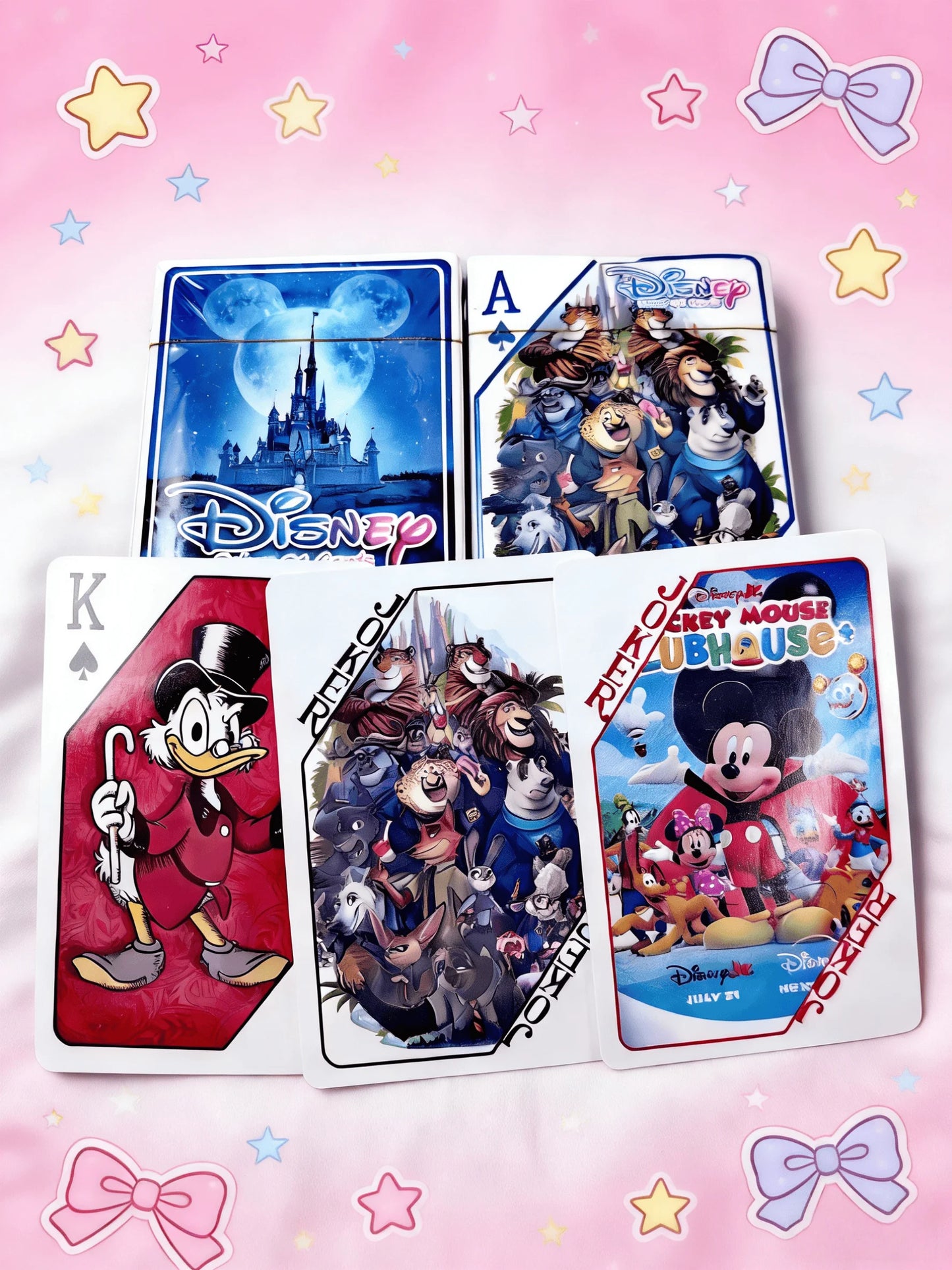 Disney Poker Playing Cards Child Toys Deck Cartoon Mickey Minnie Donald Stitch Zootopia Cars Pooh Finding Dory Lion King Dumbo
