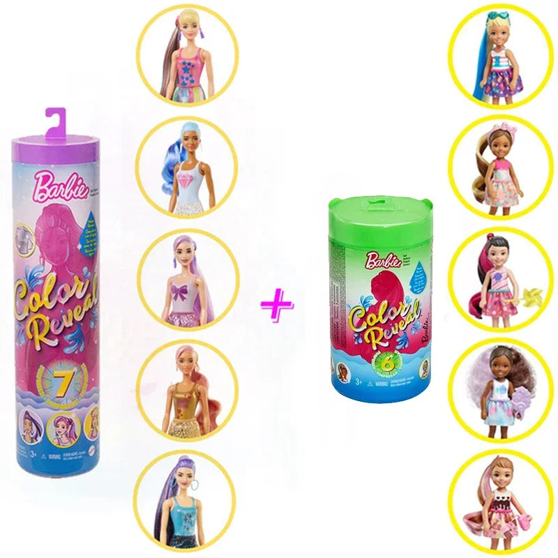 Original Barbie Color Reveal Foam Dolls Pet Friend with 25 Surprises  Scented Bubbles Princess Doll Toys for Girls Gift