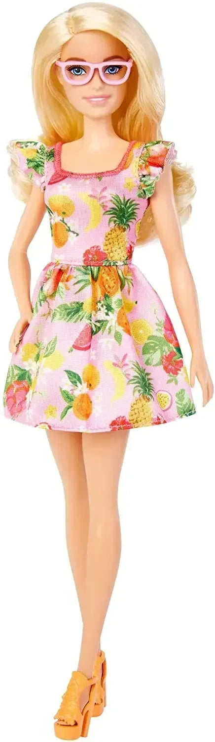 Original Barbie Fashionistas Doll 1/6 Black Wavy Blonde Hair Floral Dress Bjd Toys for Girls Clothes Accessories Fashion Trends