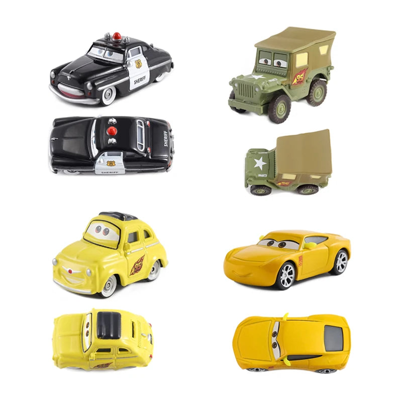 Disney Pixar Car Lightning McQueen mini Dr. Damage Arvy Mater Sarge Sherlff Luigi Alloy Diecast Car Toy Children's Birthday Gift
