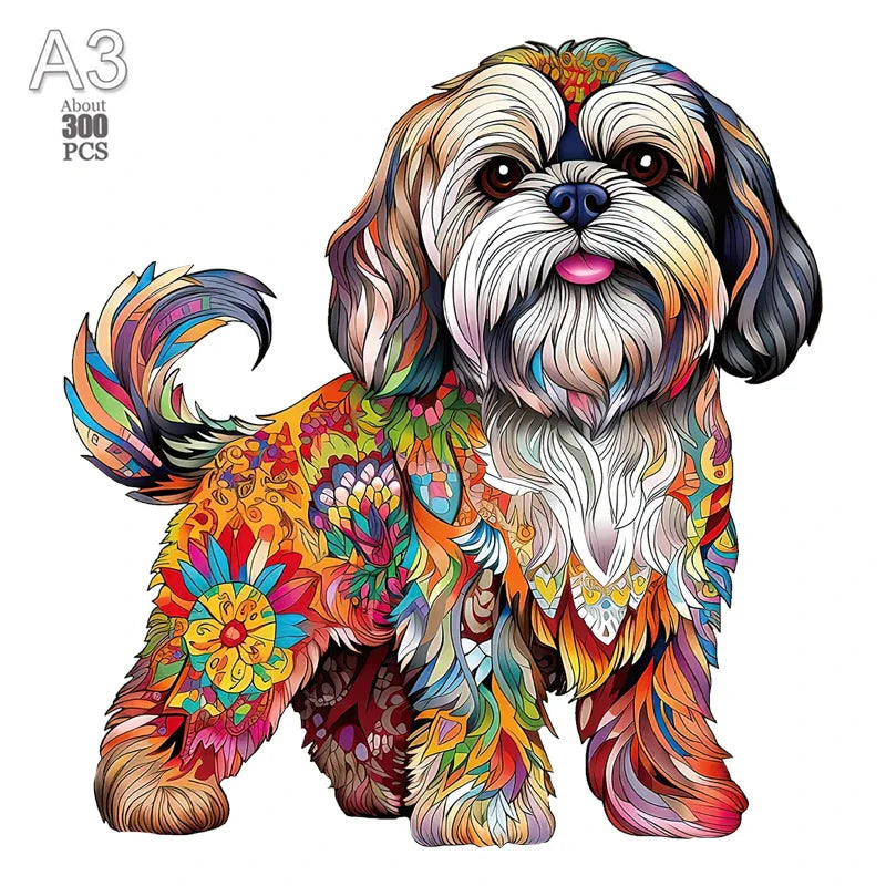 Dog Series Wooden Jigsaw Puzzles Art Unique Animal Shaped Puzzle Diy Leisure Game for Adults Kids Family Home Decor