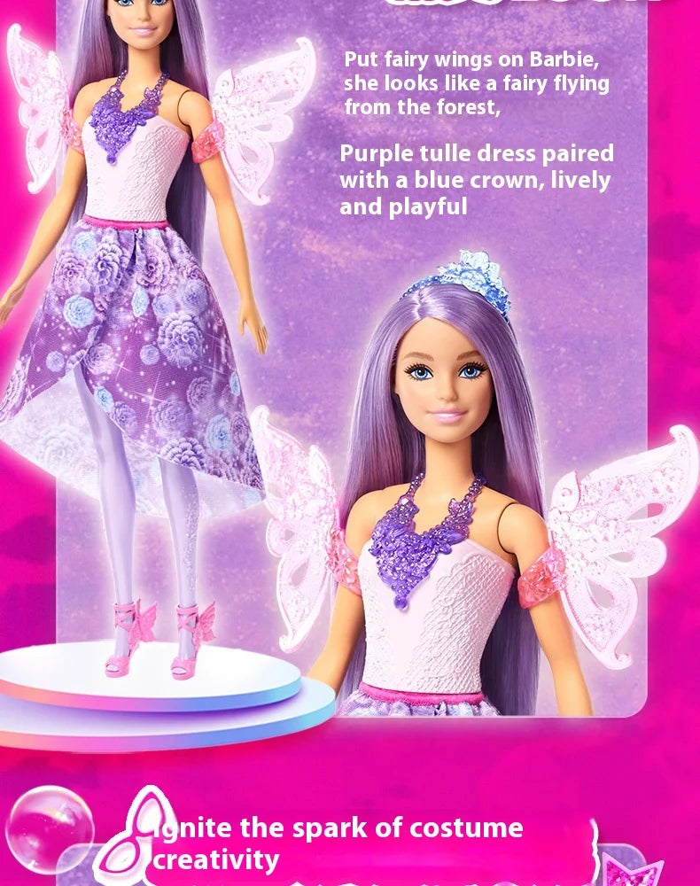 Original Barbie Doll Princess Costume Playset Children's Dress-Up Toy Fairy Tale Series Mermaid Storytime Girls Imaginative Play