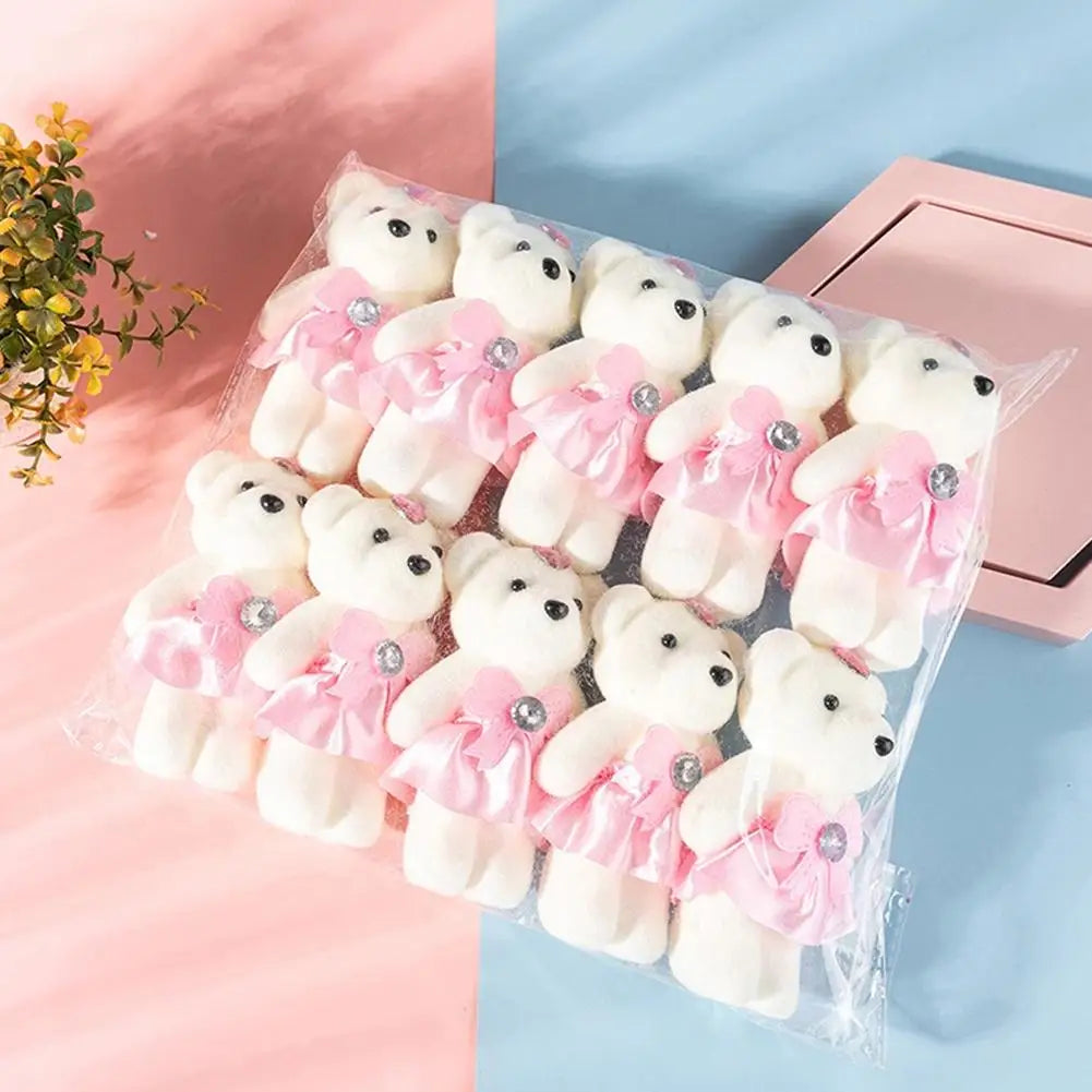 10Pcs/Lot Soft Stuffed Bear Plush Toys Mini Teddy Bear Dolls Toy Small Gifts Bag Pendant Teddy Doll Keychain Keyring Gifts
